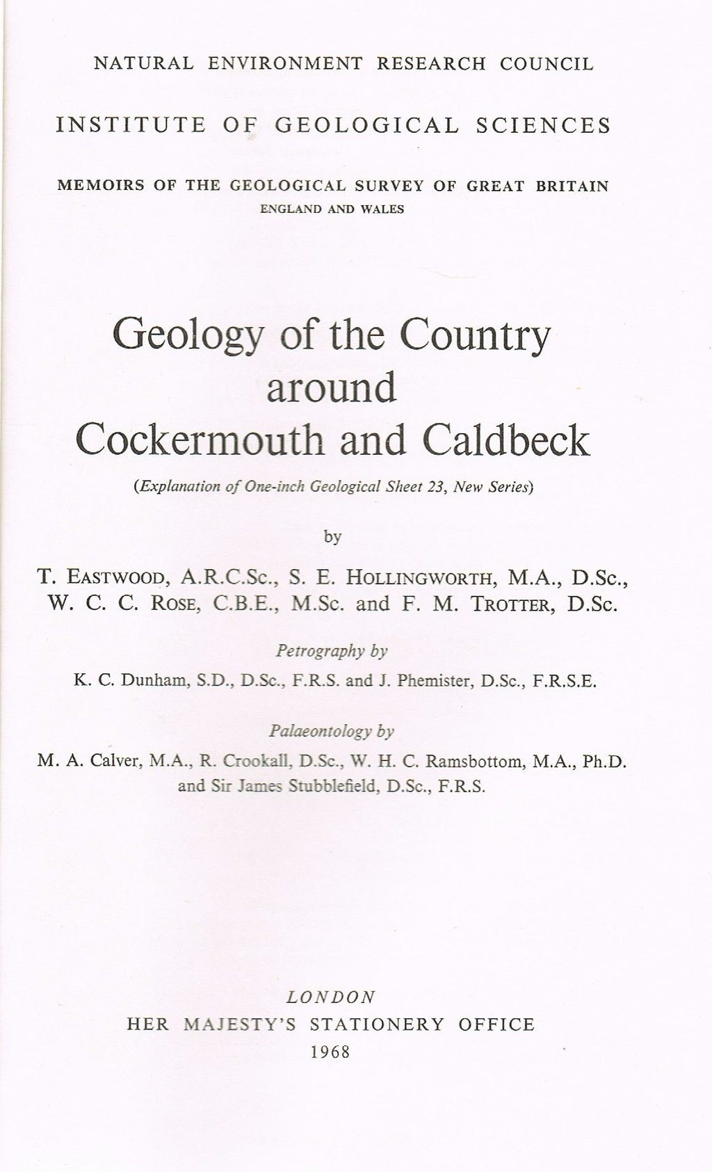 Geology of the Country Around Cockermouth and Caldbeck (Geological Memoirs & Sheet Explanations (England & Wales))