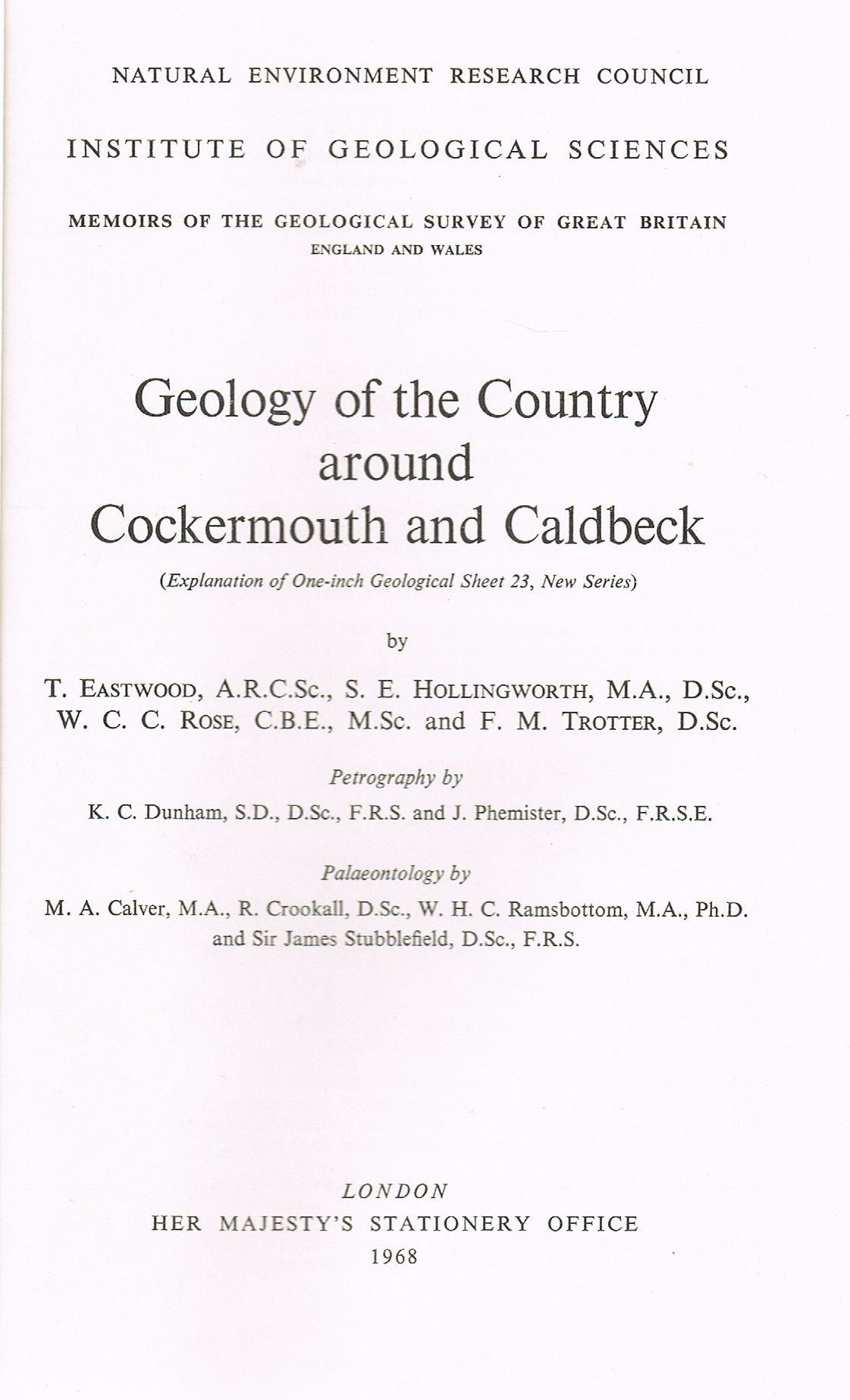 Geology of the Country Around Cockermouth and Caldbeck (Geological Memoirs & Sheet Explanations (England & Wales))