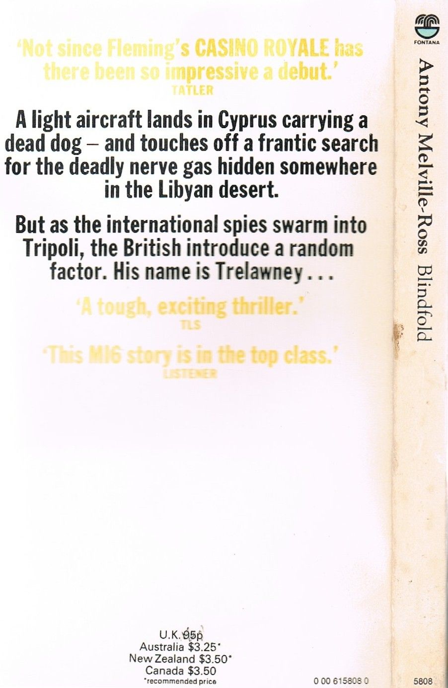 Blinfold by Antony Melville-Ross (Fontana Books 5808)