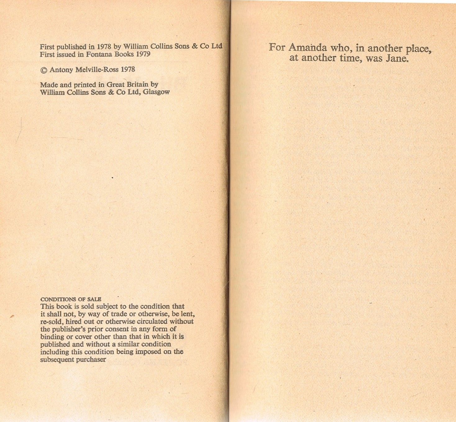 Blinfold by Antony Melville-Ross (Fontana Books 5808)