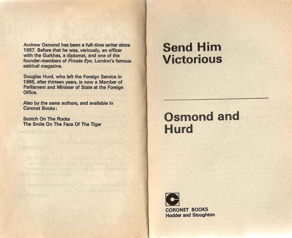 Send him Victorious  (Coronet Books) by Andrew Osmond and Douglas Hurd