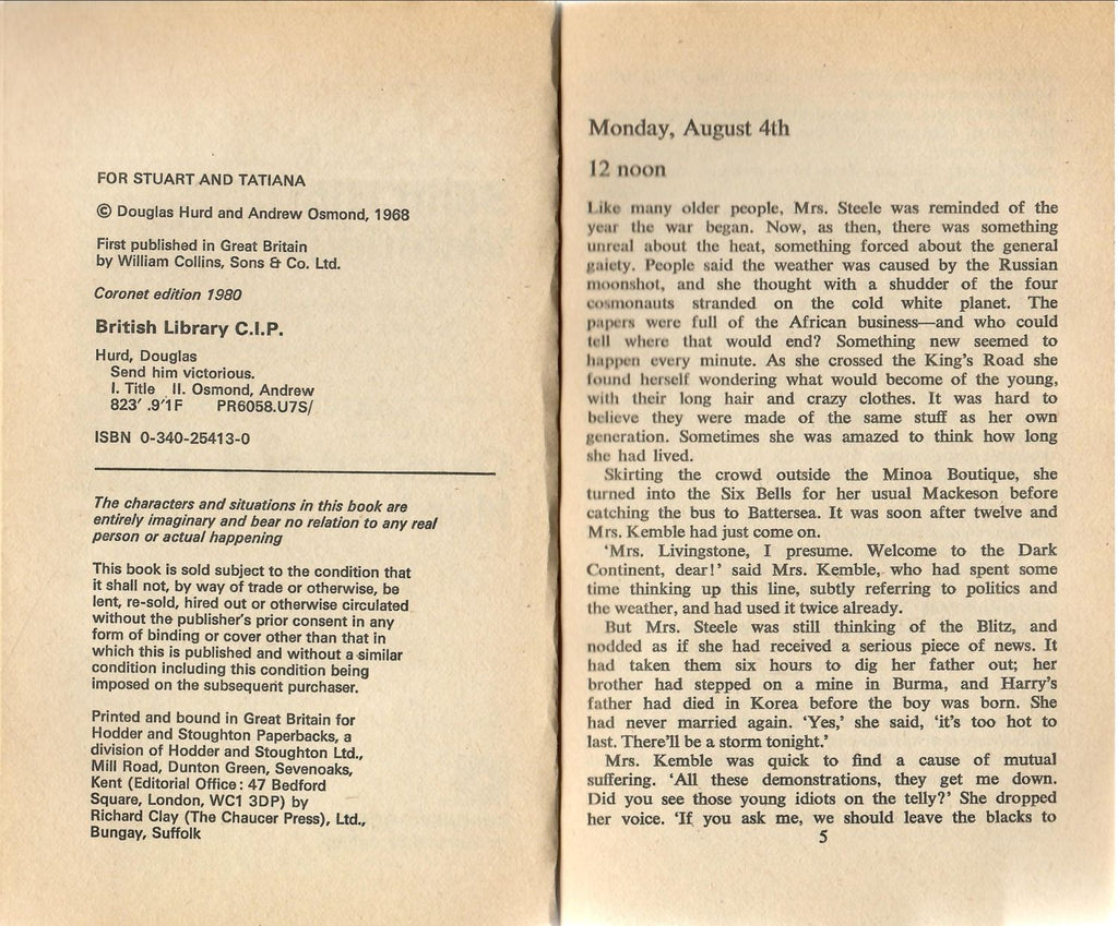 Send him Victorious  (Coronet Books) by Andrew Osmond and Douglas Hurd