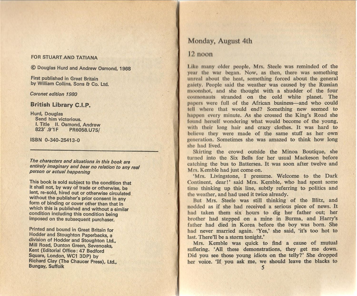Send him Victorious  (Coronet Books) by Andrew Osmond and Douglas Hurd
