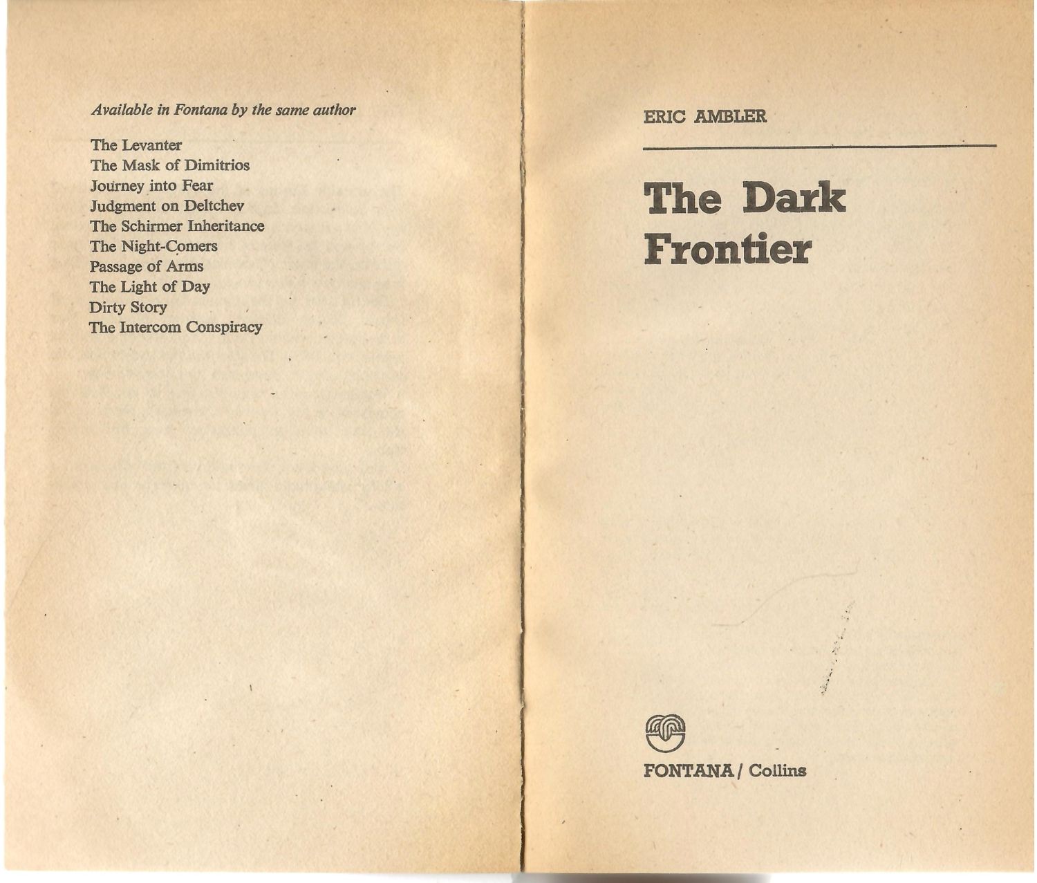 The Dark Frontier (Fontana 4202) by Eric Ambler