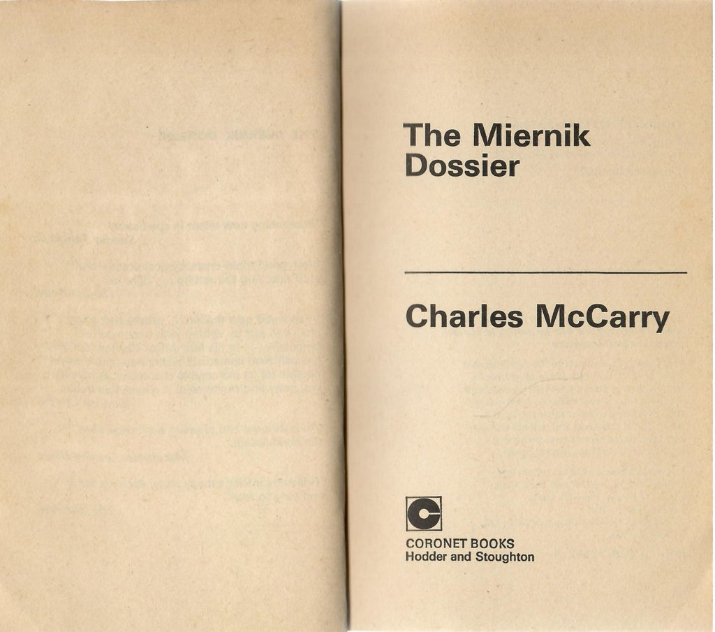 The Miernik Dossier (Coronet Books) by Charles McCarry
