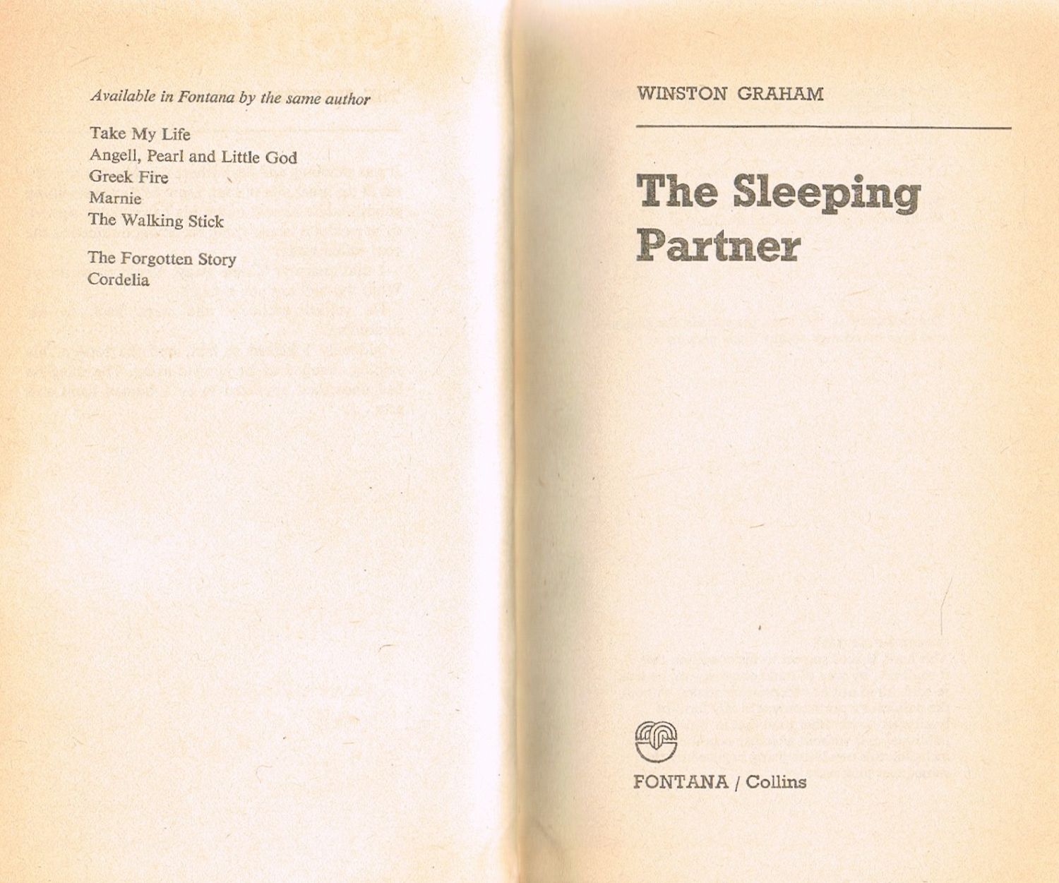 The Sleeping Partner (Fontana Books 2635) by Winston Graham