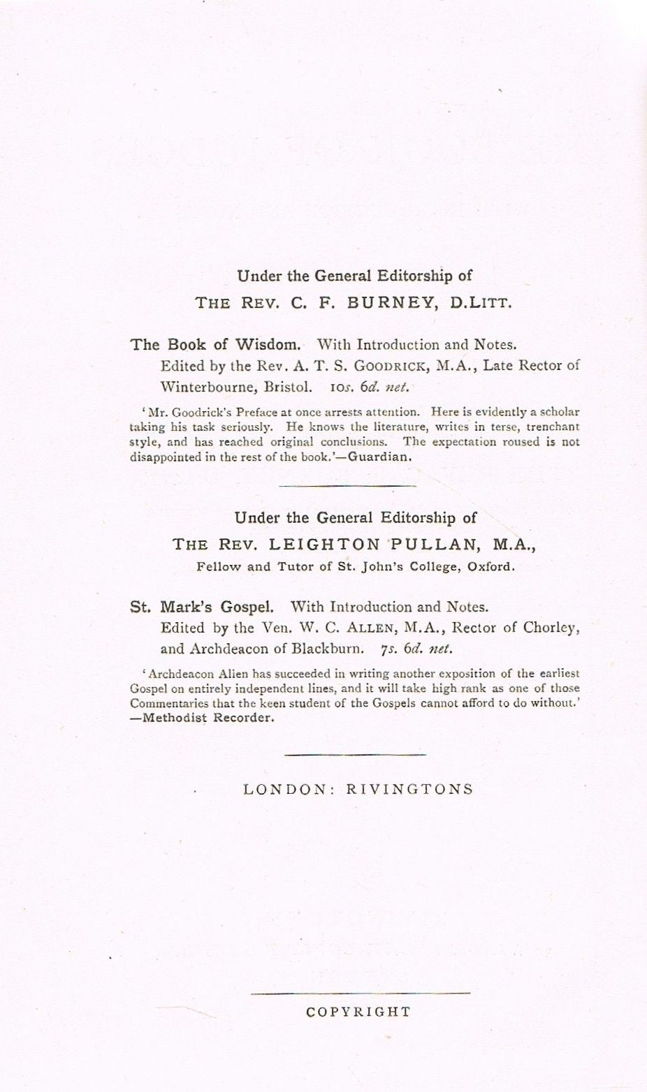 The Book of Judges : with Introduction and Notes / Edited by C. F. Burney