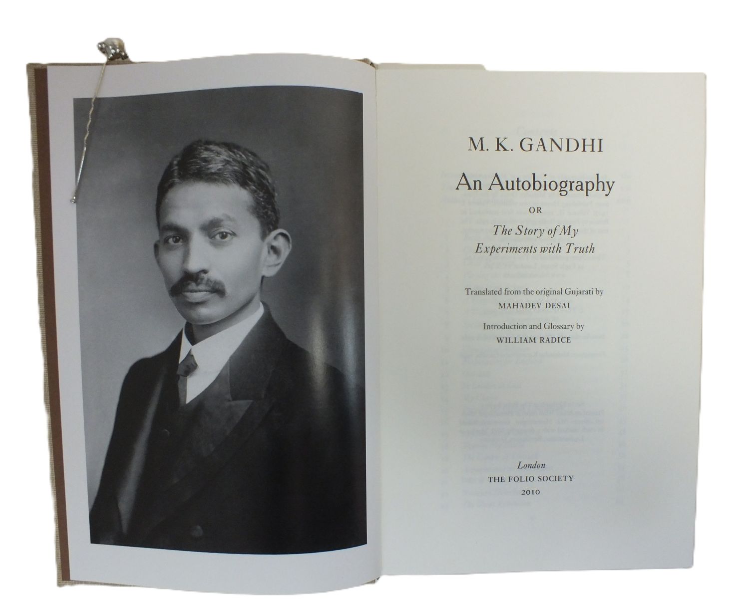 M.K. Ghandi.  An Autobiography or The Story of My Experiments with Truth