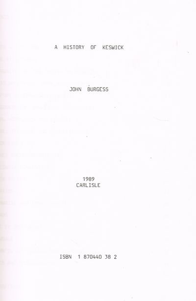 History of Keswick by JOhn Burges