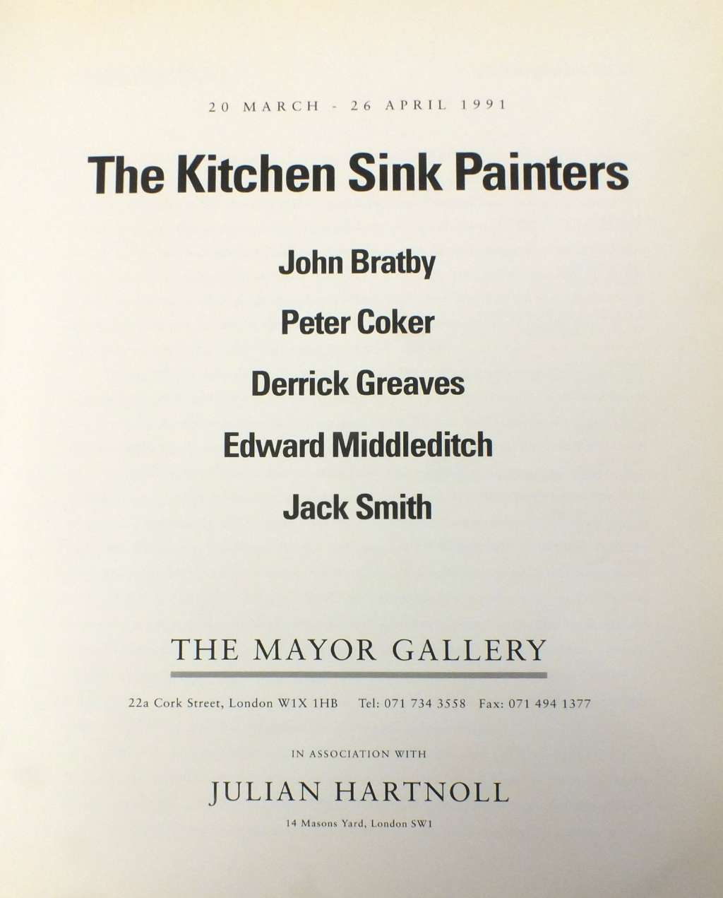The Kitchen Sink Painters; John Bratby, Peter Coker, Derrick Greaves, Edward Middleditch, Jack Smith