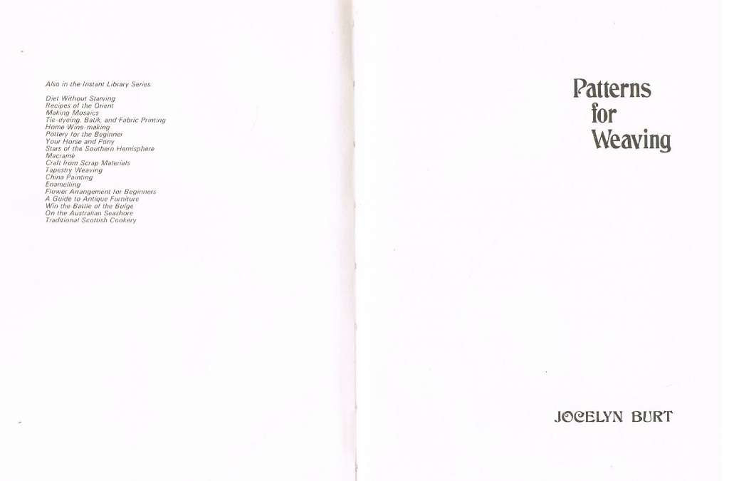 Patterns for Weaving (Instant Library S.)