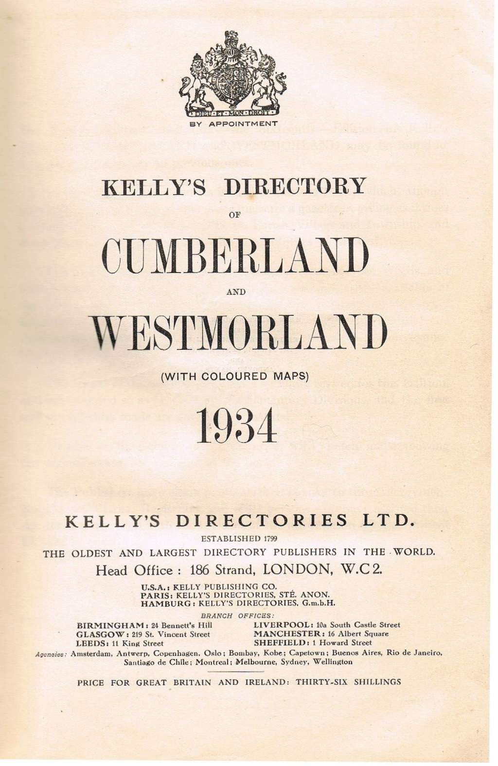 Kelly's Directory Of Cumberland And Westmorland 1934