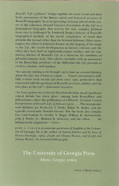 Boswell's "Life of Johnson": New Questions, New Answers