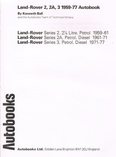 Land Rover 2, 2A, 3 1959-77 Autobook