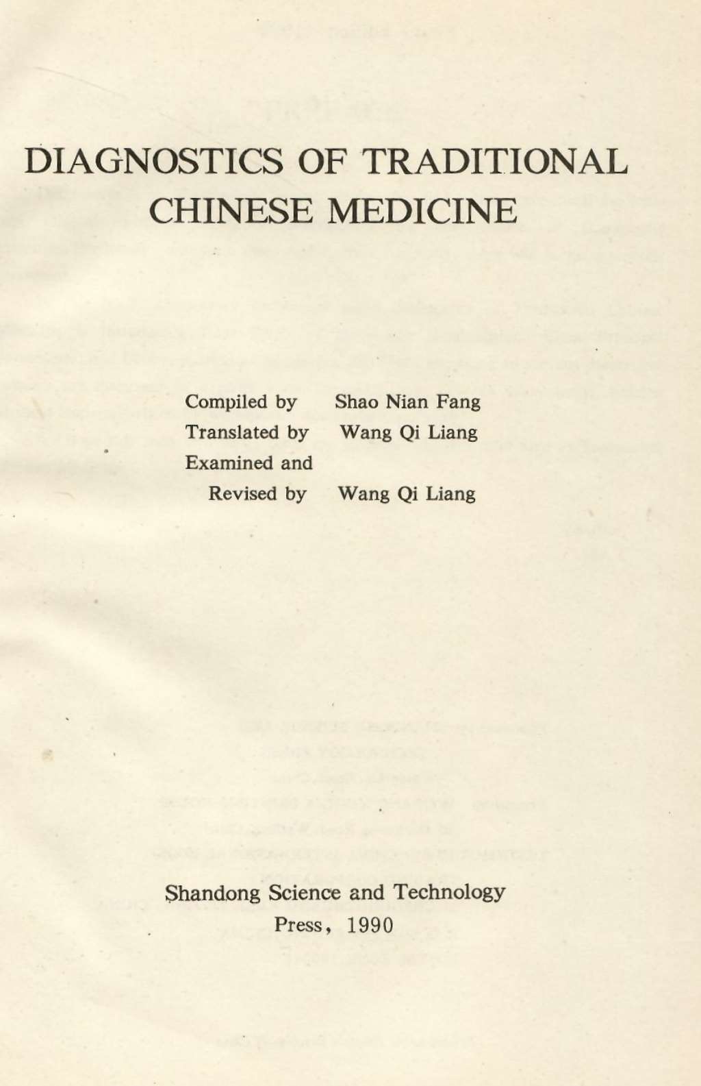 Diagnostics of Traditional Chinese Medicine
