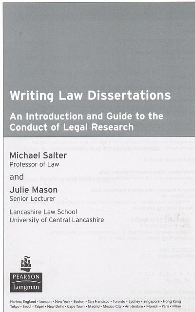 Writing Law Dissertations: An Introduction and Guide to the Conduct of Legal Research