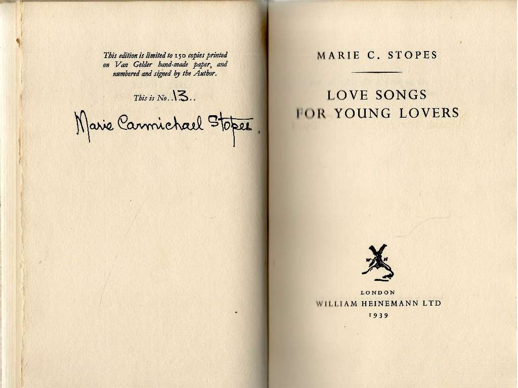 Love Songs for Young Lovers by Marie C. Stopes.