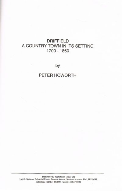 Driffield: A Country Town in Its Setting, 1700-1860