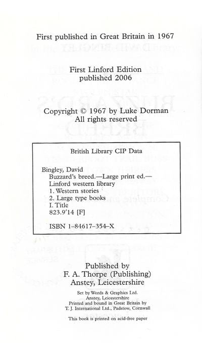 Buzzard's Breed (Linford Western Library)