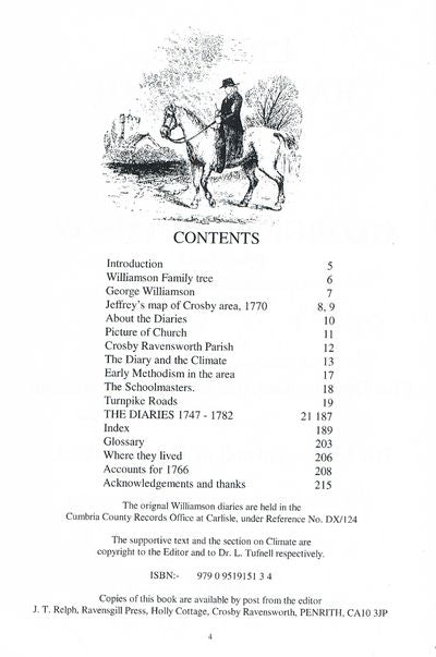 CROSBY RAVENSWORTH 1747 - 1782. THE DIARIES OF THE REVEREND GEORGE WILLIAMSON [PART TWO]. Transcribed and edited by Ted Relph
