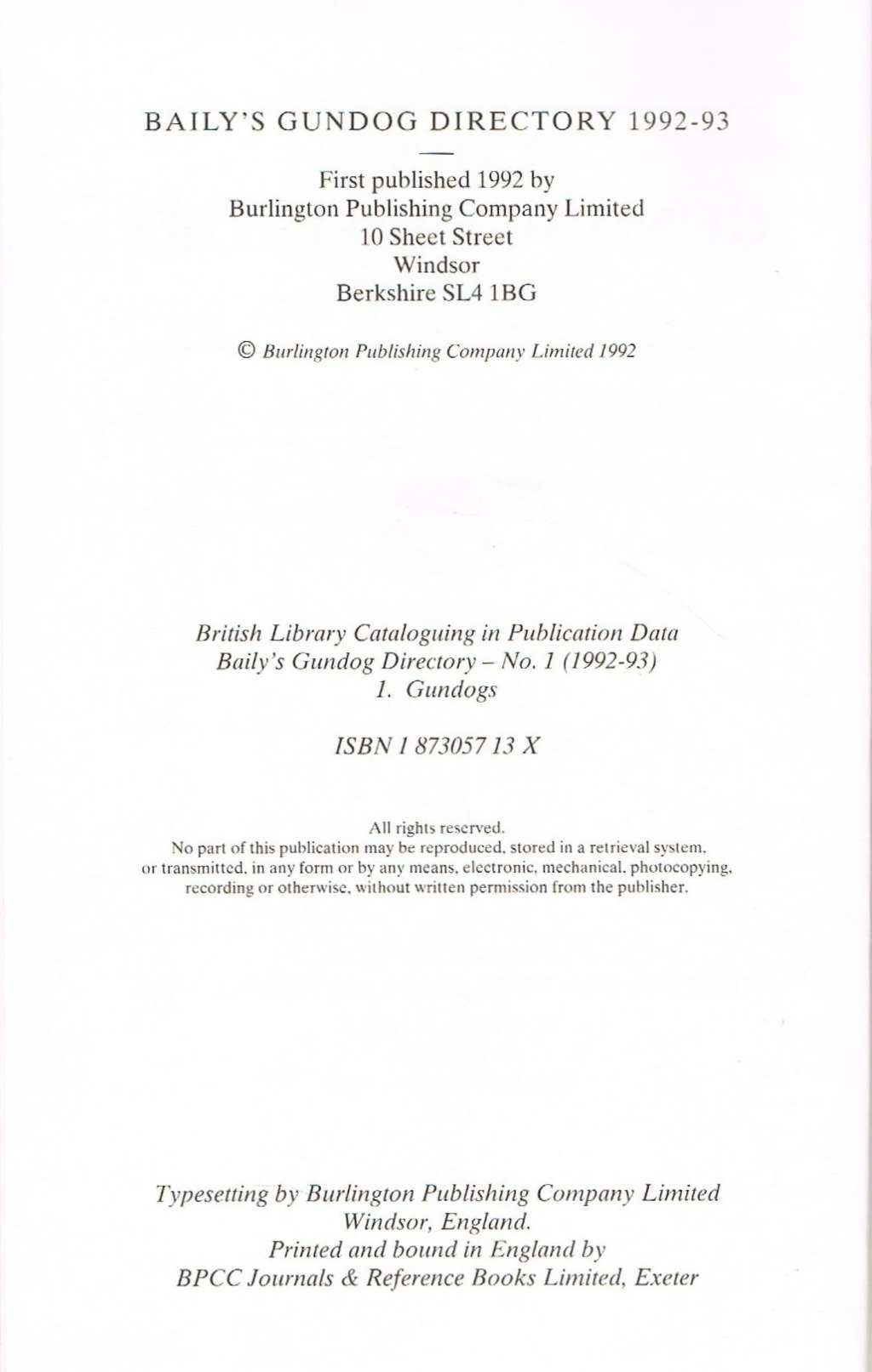 Baily's Gundog Directory