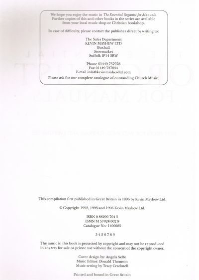 The Essential Organist for Manuals: Sixty Pieces for Weddings, Funerals and Everyday Use