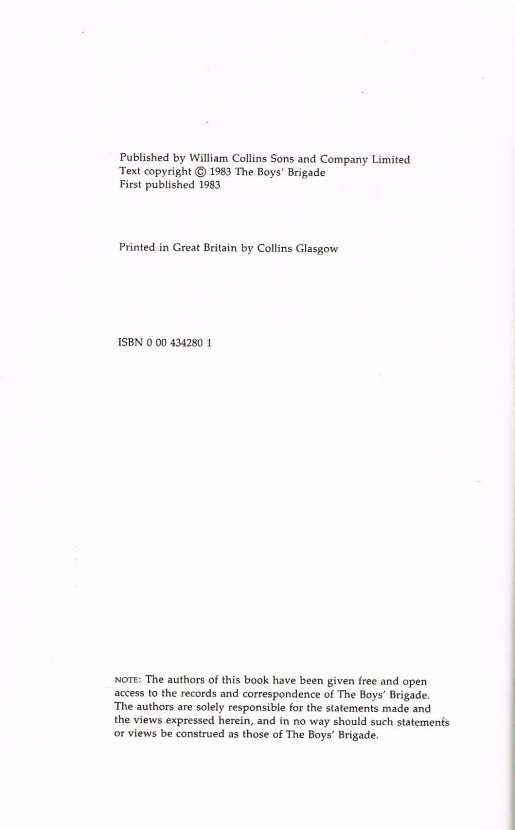 Sure & Stedfast: A History of the Boys' Brigade 1883 to 1983