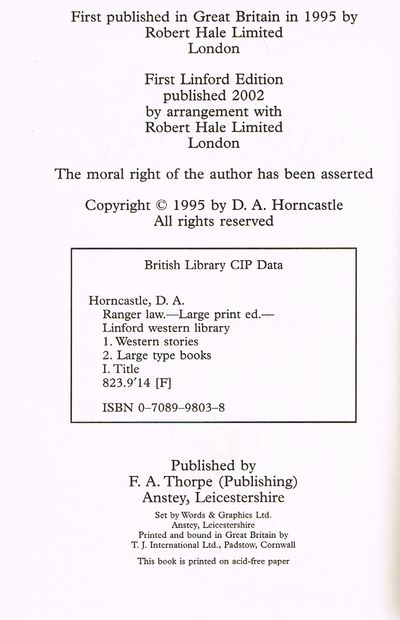 Ranger Law (Linford Western Library)