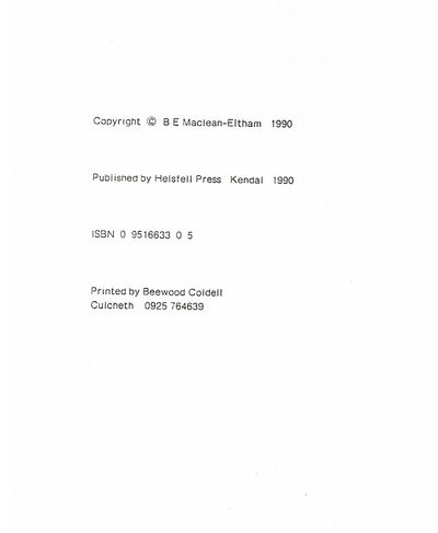 Introduction to the Heraldry of Cumbria by B.E. Maclean-Eltham