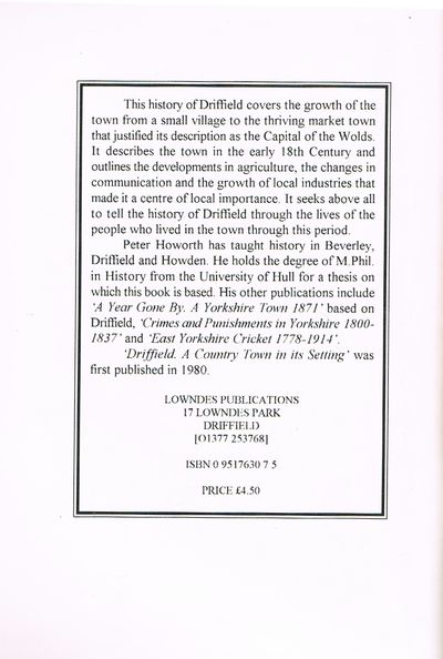Driffield: A Country Town in Its Setting, 1700-1860