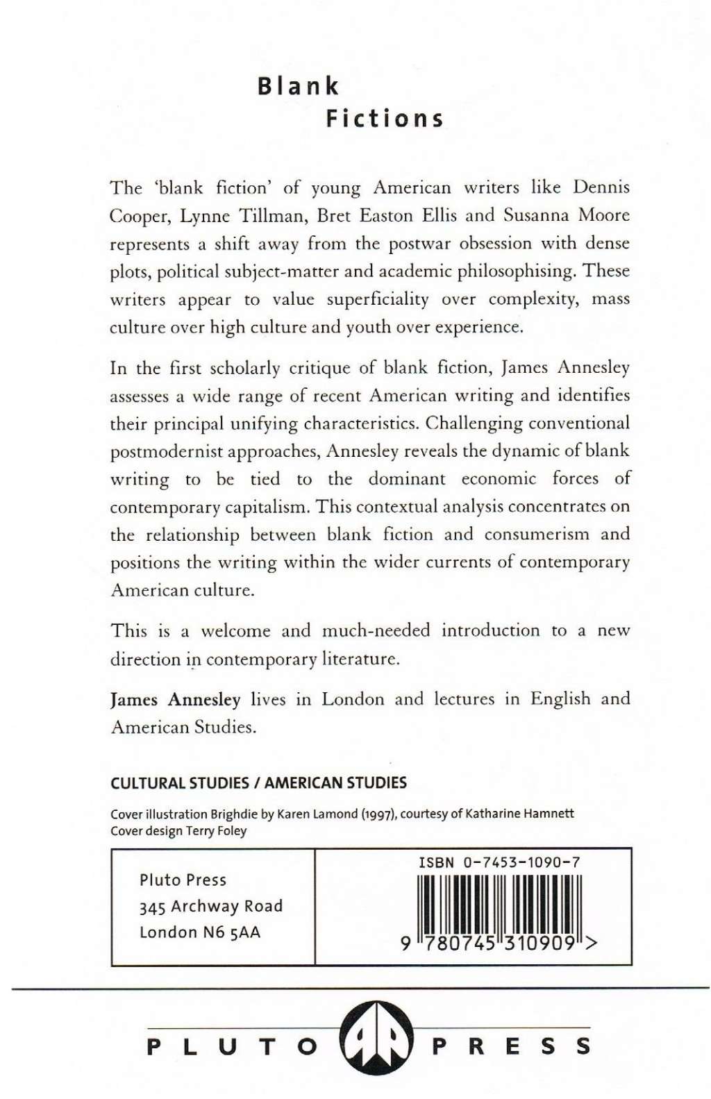 Blank Fictions: Consumerism, Culture and the Contemporary American Novel