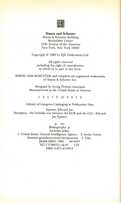 Deception: The Invisible War Between the KGB and the CIA