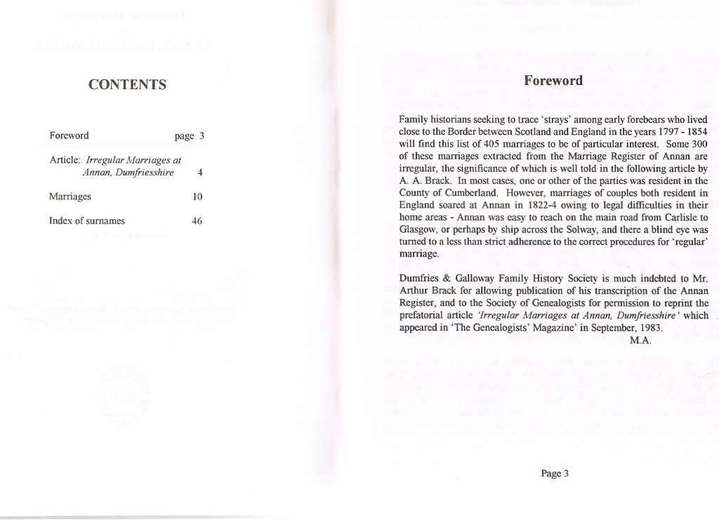 Irregular Marriages: Annan, Dumfriesshire 1797-1854