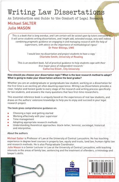 Writing Law Dissertations: An Introduction and Guide to the Conduct of Legal Research