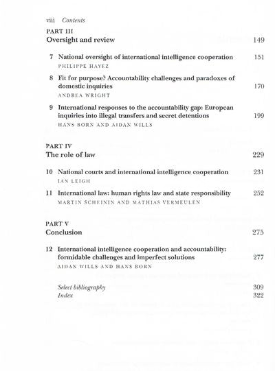 International Intelligence Cooperation and Accountability (Studies in Intelligence)
